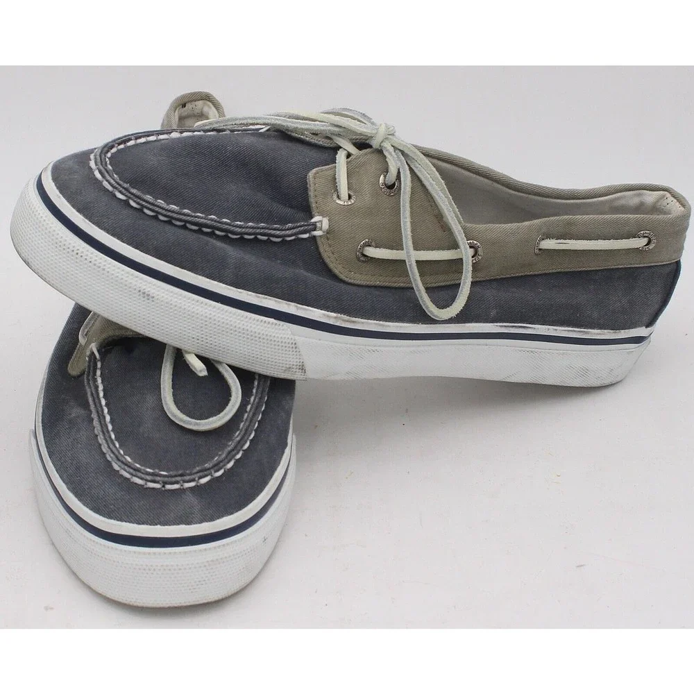Sperry Shoes Men's Size 11.5 M Top Sider Blue Grey Boat Shoe 2 Eye Canvas